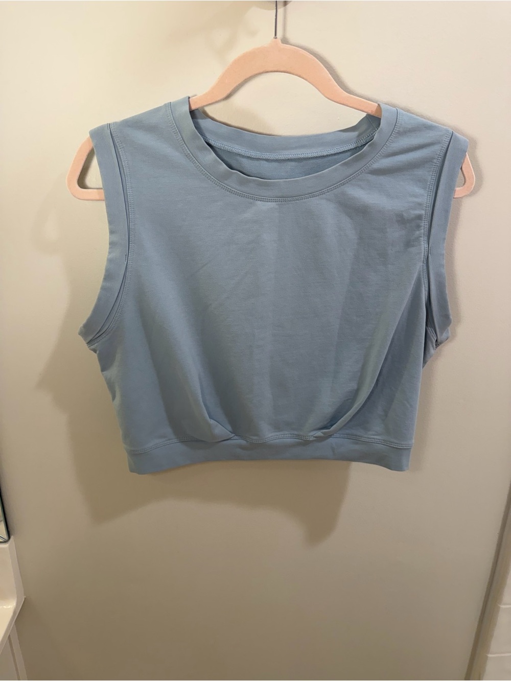 Light Blue Cropped Muscle Tank Top